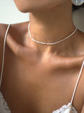 Aquamarine Dainty Beaded Necklace