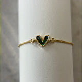 Heart Slider Bracelet - Green