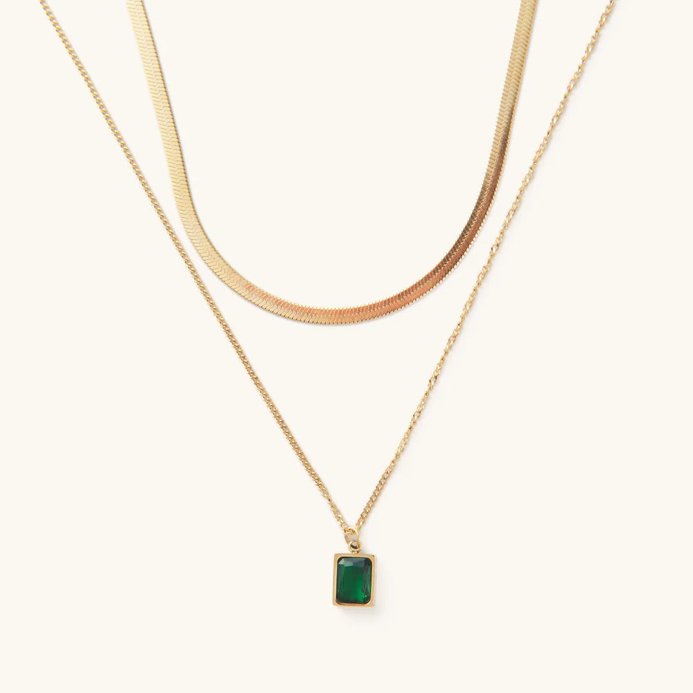 Juliana Emerald Double Chain Necklace