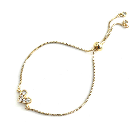 Heart Slider Bracelet - Clear Crystal