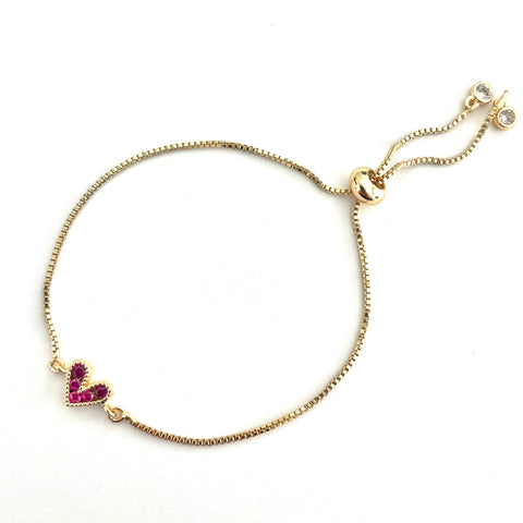 Heart Slider Bracelet - Pink