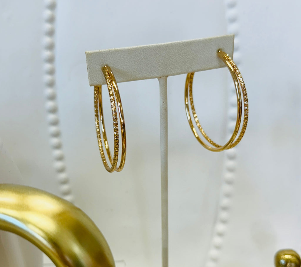 Double Hoop Rose Gold Earrings