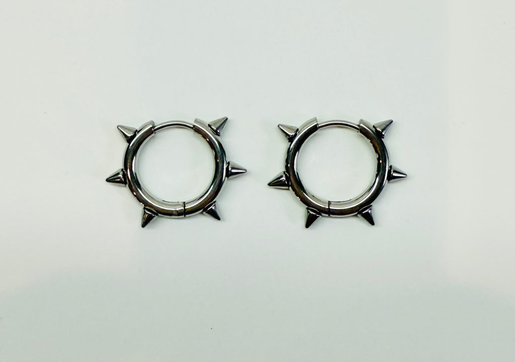 Silver Spiky Hoop Earrings