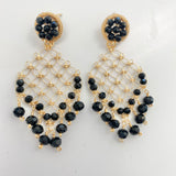 Bella M Chandelier Earring Black and Gold