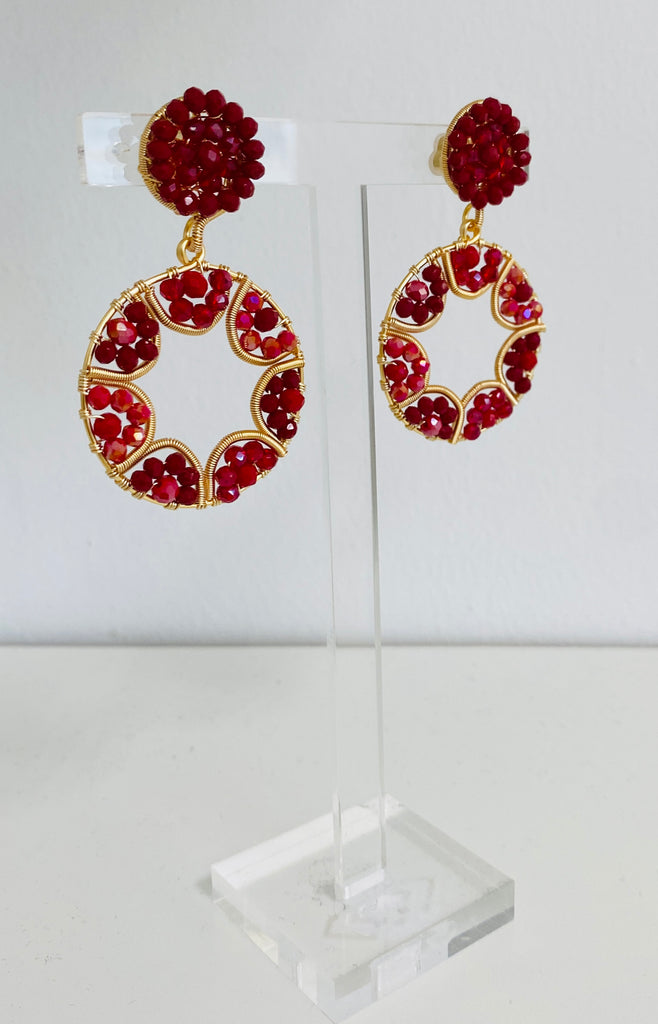 Bella M Red Statement Earrings