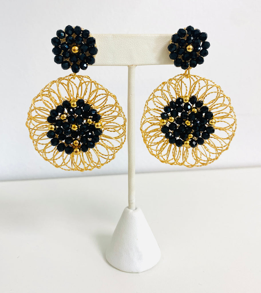 Bella M Gold and Black Statement Earrings