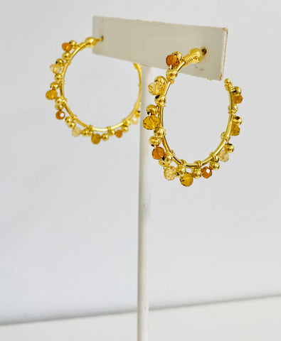 Bella M Golden Beads Hoop Earrings