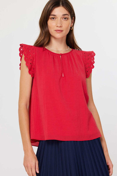 Current Air Crochet Sleeve Top CW