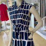 Entro Navy Graphic Tie Front Dress CW