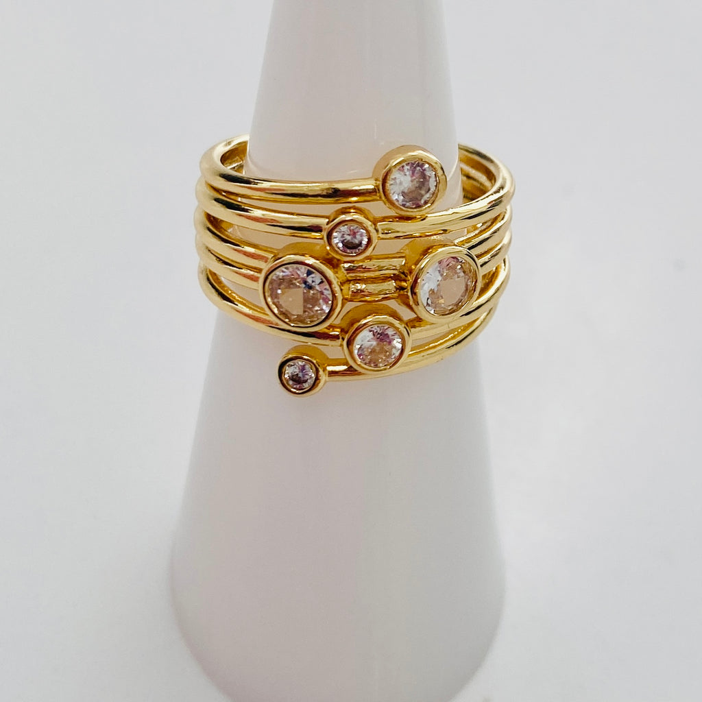 Gold and Crystal Wrap Ring