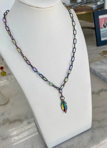 Multicolored Feather Necklace