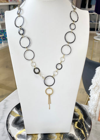 Circle Mixed Metal Long Necklace