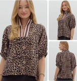 Entro Leopard Top Wine Racer Stripe CW