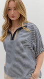 Entro Navy Racer Stripe Top CW