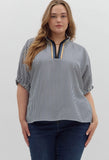 Entro Navy Racer Stripe Top CW