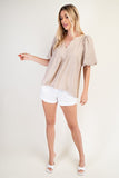 Glam Taupe Balloon Sleeve Top CW