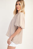 Glam Taupe Balloon Sleeve Top CW