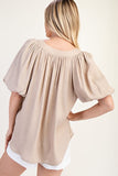 Glam Taupe Balloon Sleeve Top CW