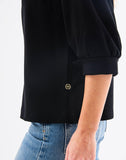 Mary Square Black V Neck Blouse CW