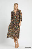 Umgee Brown Floral Midi Dress CW