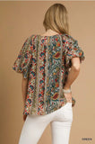Umgee Green Print Top CW
