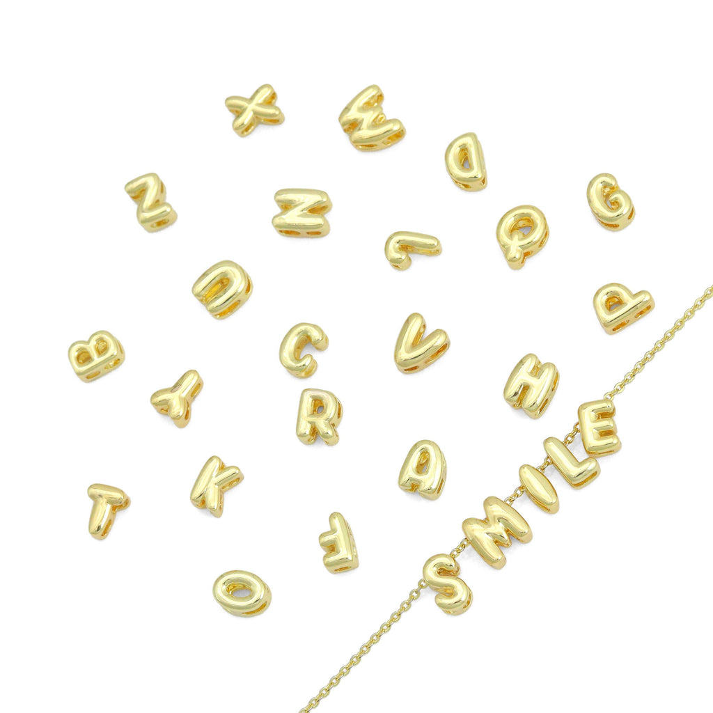 Gold Silver Cute Bubble Initial Charm, Alphabet Name Letter Charm,sku#LD700