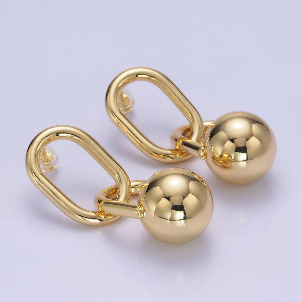 Bead Ball Drop Gold Earrings
