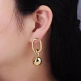 Bead Ball Drop Gold Earrings