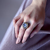 Geode With Genuine Diamond Black Rhodium Ring