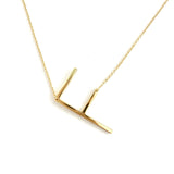 Gold Large Sideways Initial Necklace