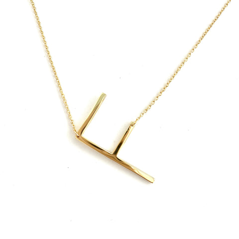Gold Large Sideways Initial Necklace