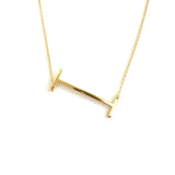 Gold Large Sideways Initial Necklace