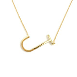 Gold Large Sideways Initial Necklace