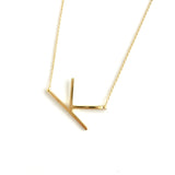 Gold Large Sideways Initial Necklace