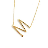Gold Large Sideways Initial Necklace