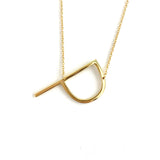 Gold Large Sideways Initial Necklace
