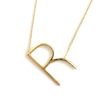 Gold Large Sideways Initial Necklace