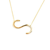 Gold Large Sideways Initial Necklace