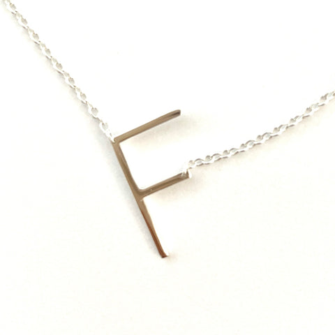 Silver Small Sideways Initial Necklace