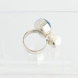 Blue Swarovski Crystal and Pearl Ring - Estilo Concept Store