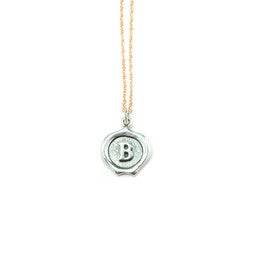 Small Silver Seal Necklace *click for more letters - Estilo Concept Store