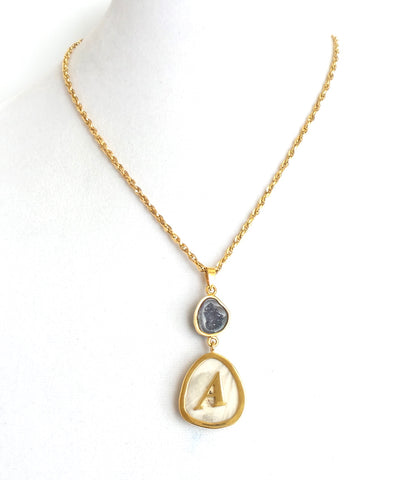 Geode and Shed Antler Initial Necklace - Estilo Concept Store