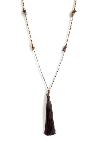 Tiger Eye Long Tassel Necklace *click for more colors - Estilo Concept Store