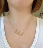 Gold Large Sideways Initial Necklace