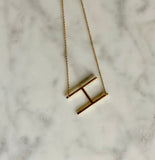 Gold Large Sideways Initial Necklace