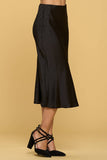 Made in USA Solid Satin Midi Skirt