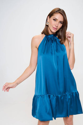 Bow Back Sleeveless Flounce Dress