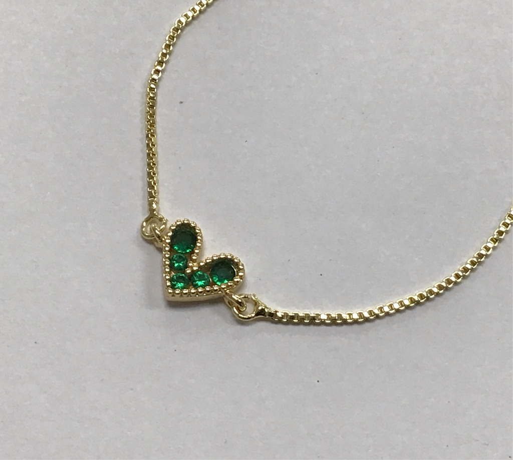 Heart Slider Bracelet - Green