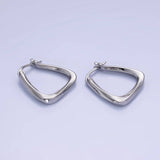 14K Gold Filled Twisted Edged Triangle Latch Hoop Earrings