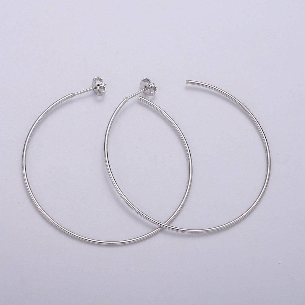 50 mm Simple Light Hoops 24K Gold, Loop Gold Earrings for DIY Earring Craft Supply Jewelry Making, EARR-1390-1391